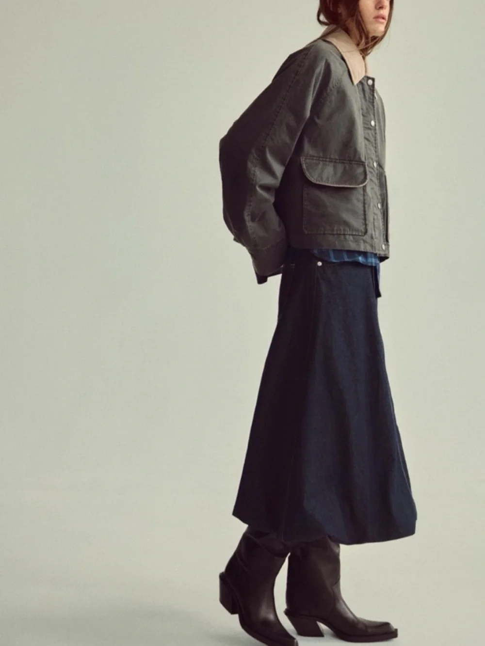 ZARA | corduroy collar waxed jacket | size xs - Picture 2 of 5